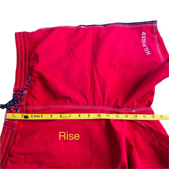 Vtg Tommy Hilfiger Men's XL Red Stripe Spell Out Lined Swim Trunks Shorts Beach - Picture 7 of 12